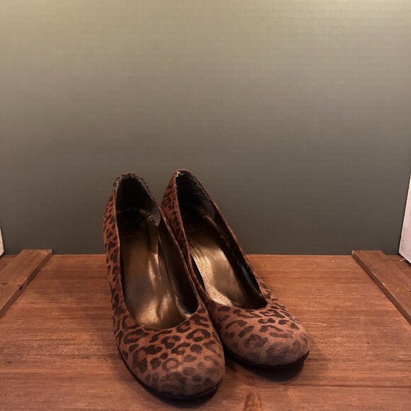 Stuart Weitzman Womens Tan Black Leopard Print Slip-On Wedge Platforms Size 7.5 - Picture 3 of 9